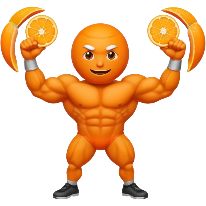  orange  with a face  had strong arms and legs emoji