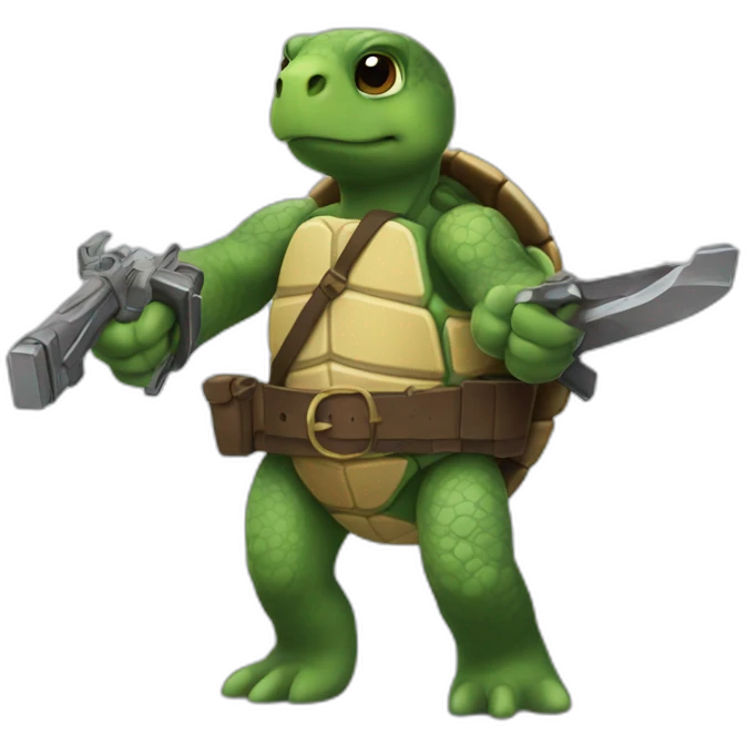 Turtle Leonardo weapons in belt  emoji