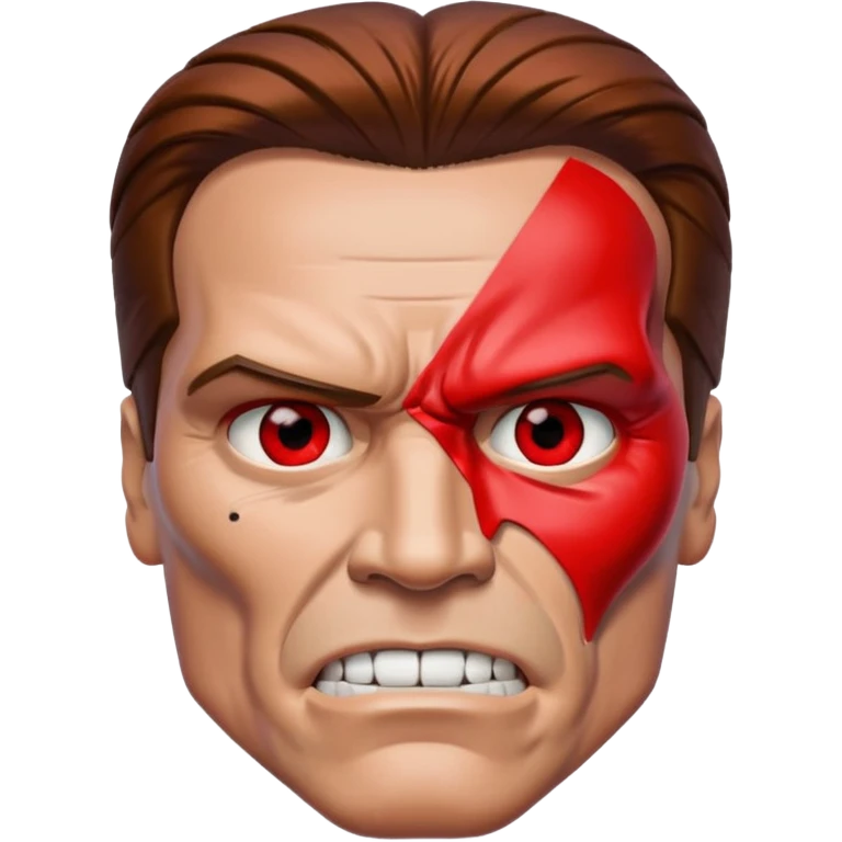 Red eyed half face metalTerminator Arnold Schwarzenegger emoji