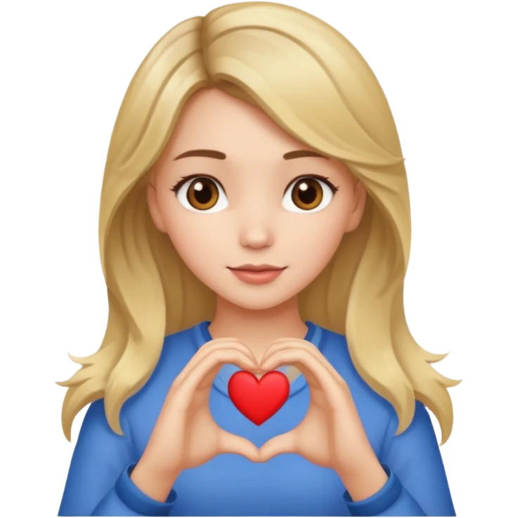brunette girl with blonde lights in her hair doing a heart with her hands emoji