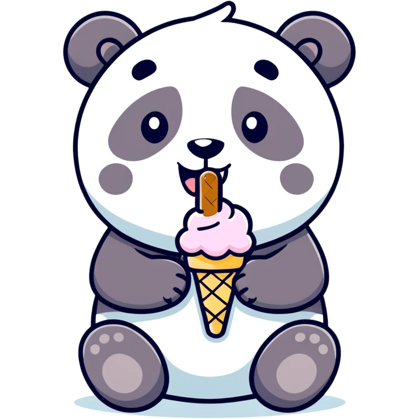 Panda eating ice cream emoji