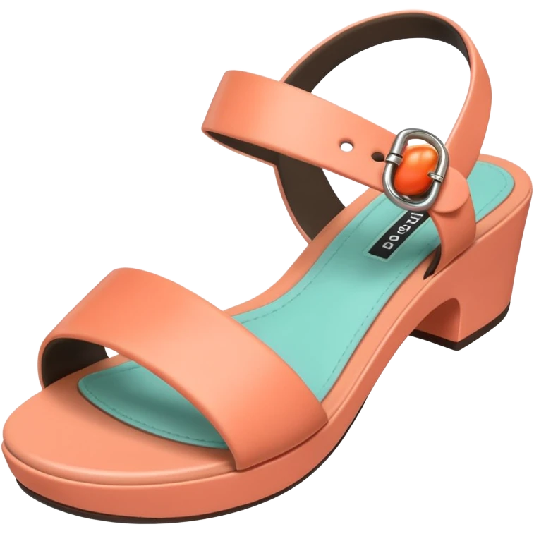 A 3D cartoon Peach coral open-toe sandal with ankle straps and smooth curved sole, isolated plain background, Memoji-style rendering. emoji