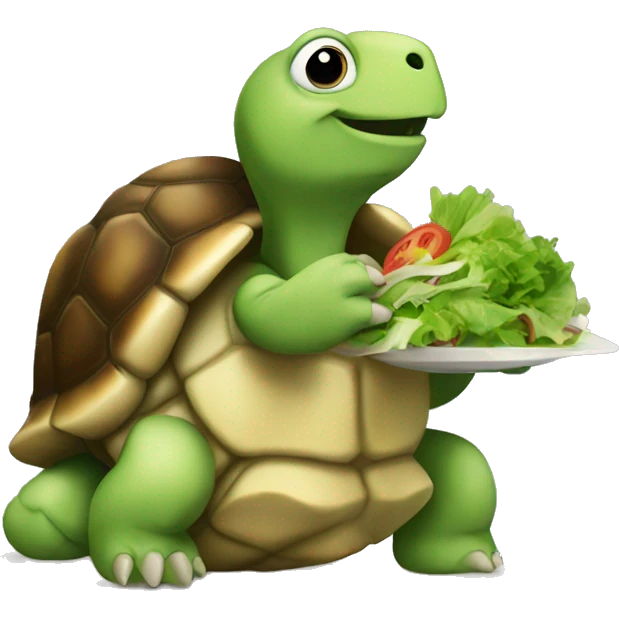 Tortoise eats salad emoji
