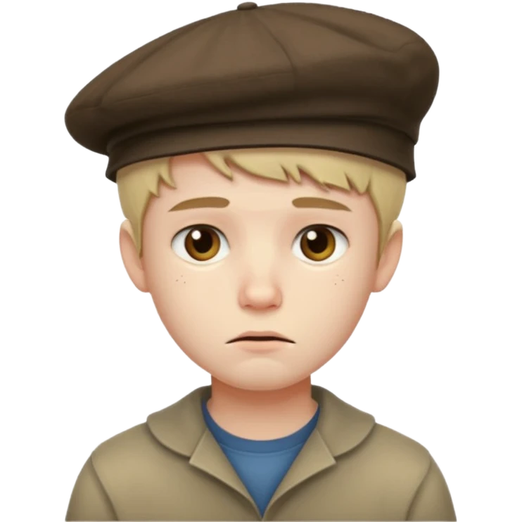 sad young boy with hats with bearded emoji