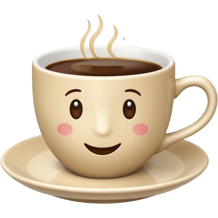 light beige classic coffee cup on saucer, no decoration, emoji style emoji