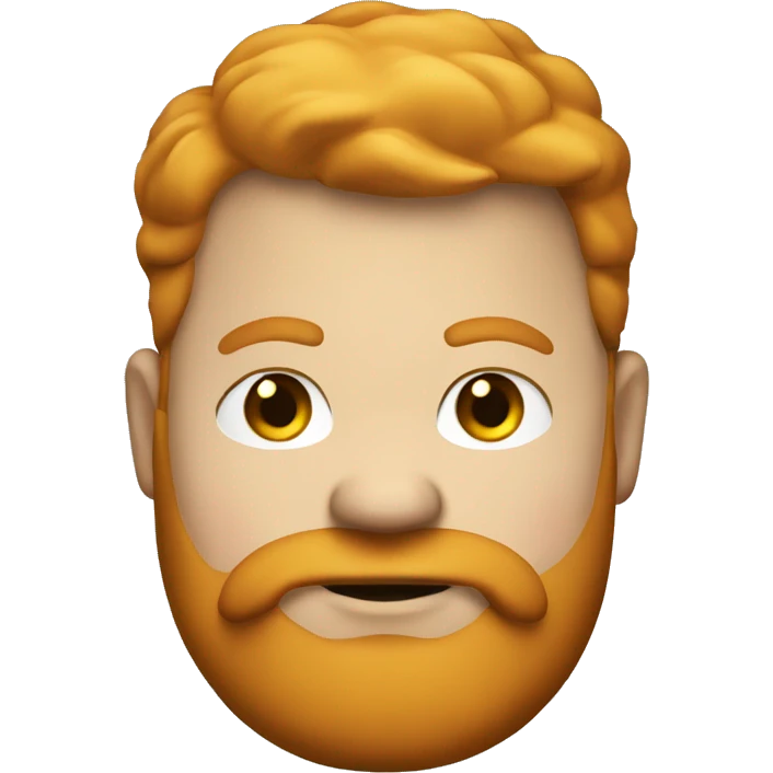 Fat guy with a ginger beard a hoodie and a head seat on emoji