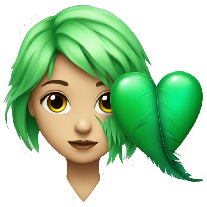 green heart with feather girl  emoji