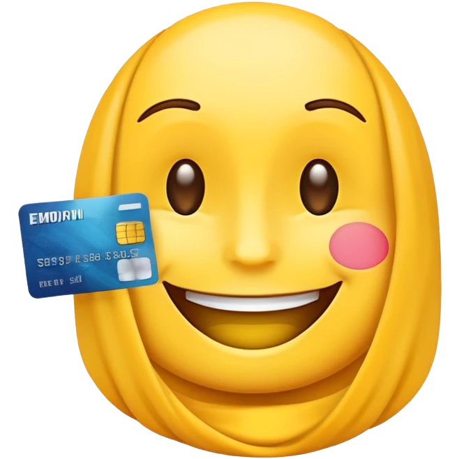 happy emoji with credit card emoji