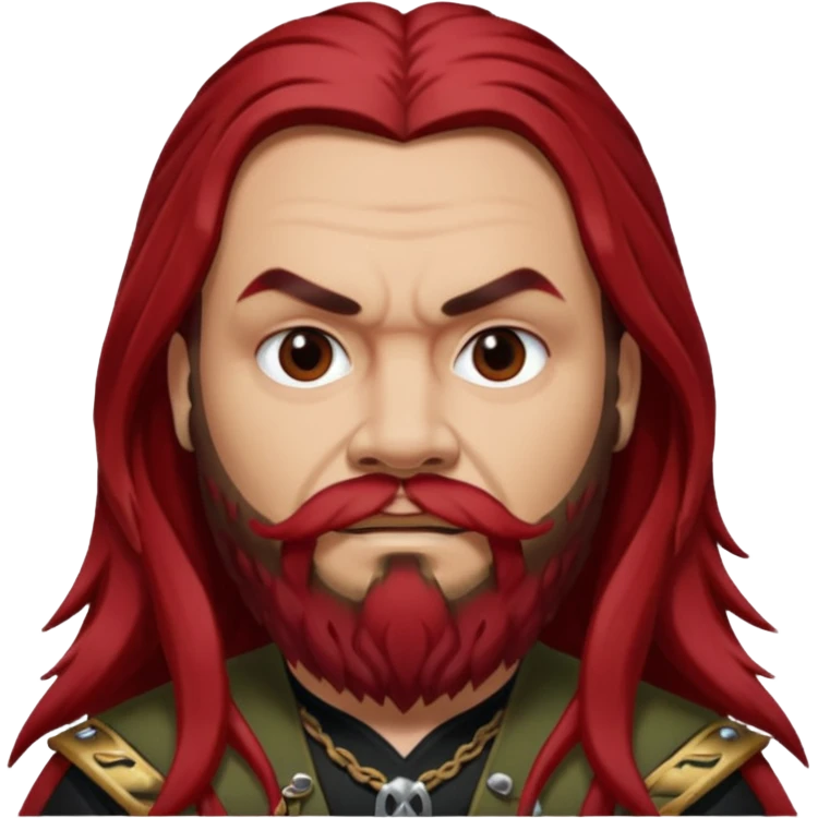 Max Cavalera with dark red long hair, light skin emoji
