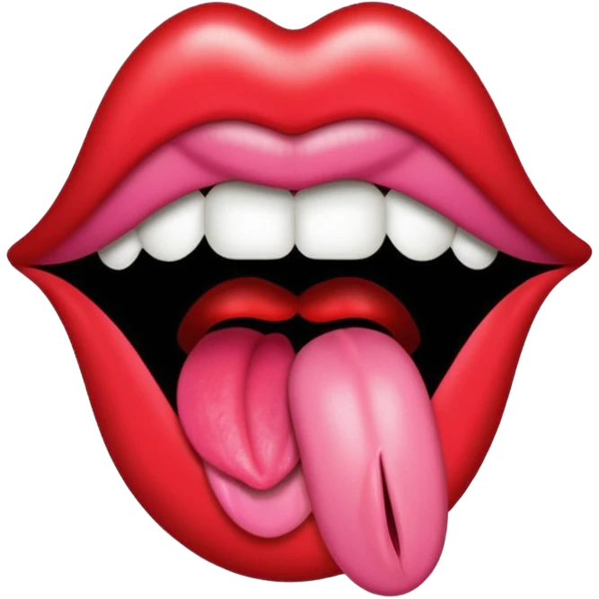 a mouth with its tongue sticking out, referencing the Rolling Stones album emoji
