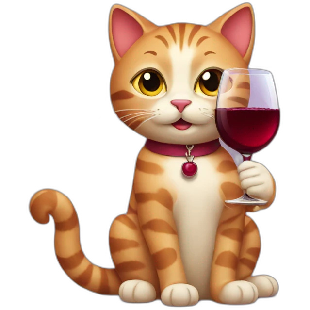 cat holding red wine emoji