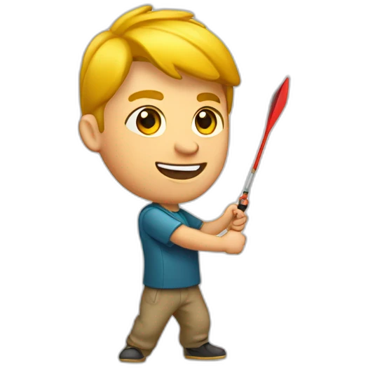 Junge spielt dart emoji