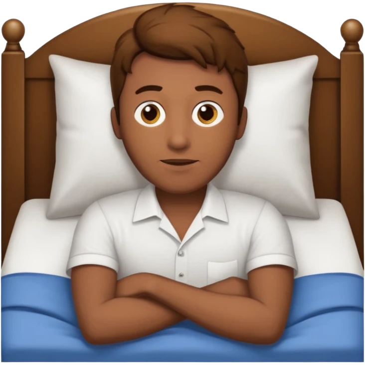 Um homem deitado,com o corpo inteiro ,deitado reto,mas com ele deitado na cama emoji