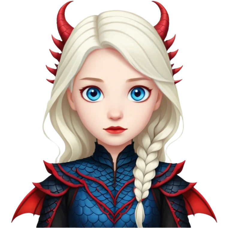 Targaryen Princess with blue eyes and a black and red dragon dress. emoji