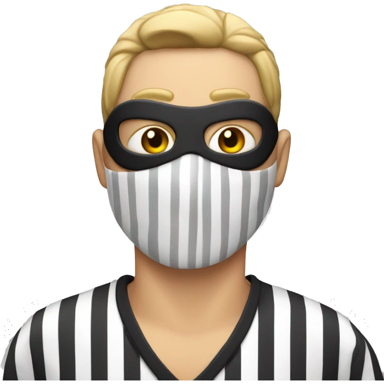 robber in black and white stripy shirt with a mask emoji