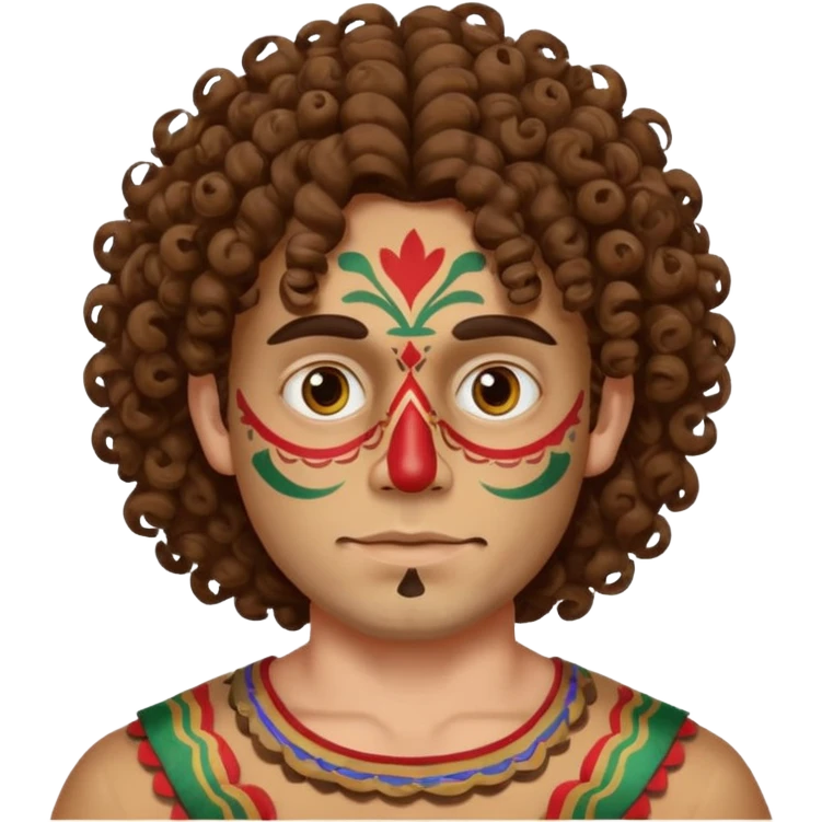 painted face mexican theme, curly hair, male, white emoji