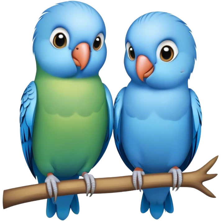 Blue parakeets in￼ love emoji