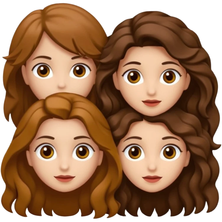 Una morena con pelo castaño y rizado y ojos marones y otra blanquita con pelo liso con las puntas onduladas y pelo castaño y ojos marrones Amigas lindas abrazándose  emoji