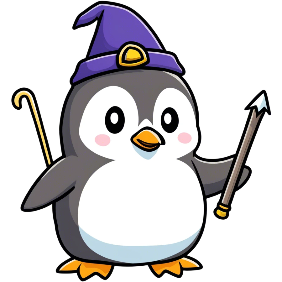 penguin wizard casting a spell emoji