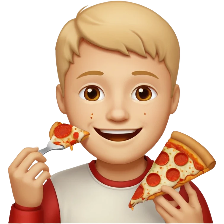 Happy face eating pizza  emoji