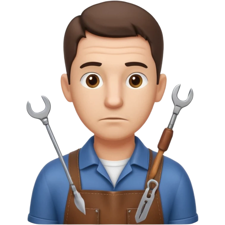 professional locksmith portrait, head and shoulders only, serious focused expression, leather apron collar, small lockpick tools visible, 3D cartoon, mobile game icon style, clean background, no text, no watermark
 emoji