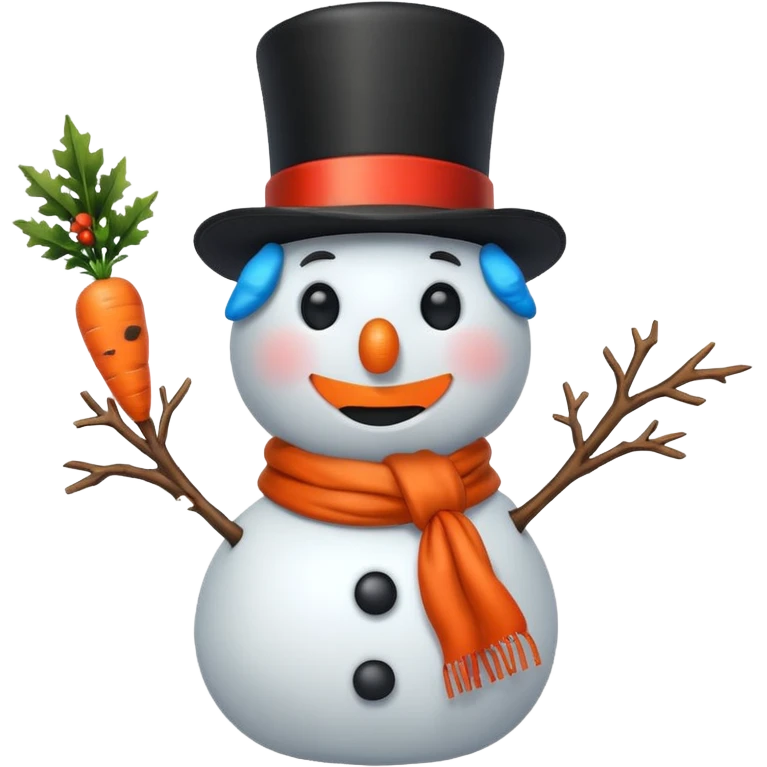 A classic snowman with carrot nose and coal smile. emoji