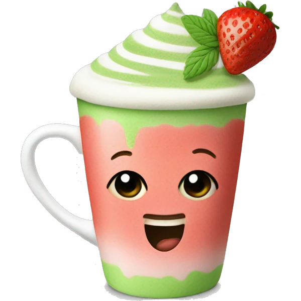 Strawberry matcha latte  emoji