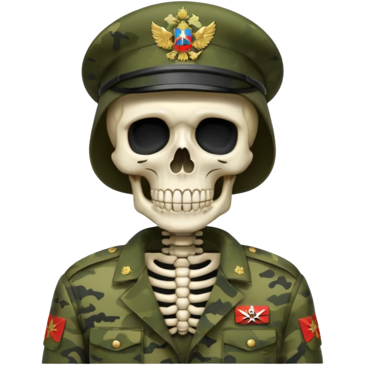 generate a realistic skeleton in Russian military camouflage emoji