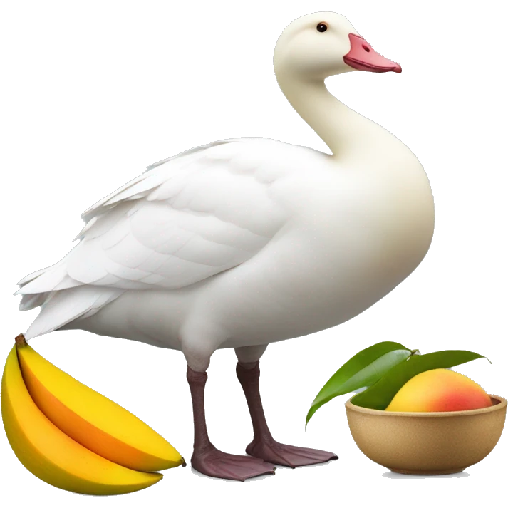 White goose and a bowl of mangos emoji