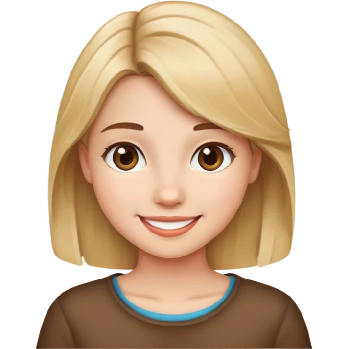 Blond girl with brown hair and cute smile  emoji