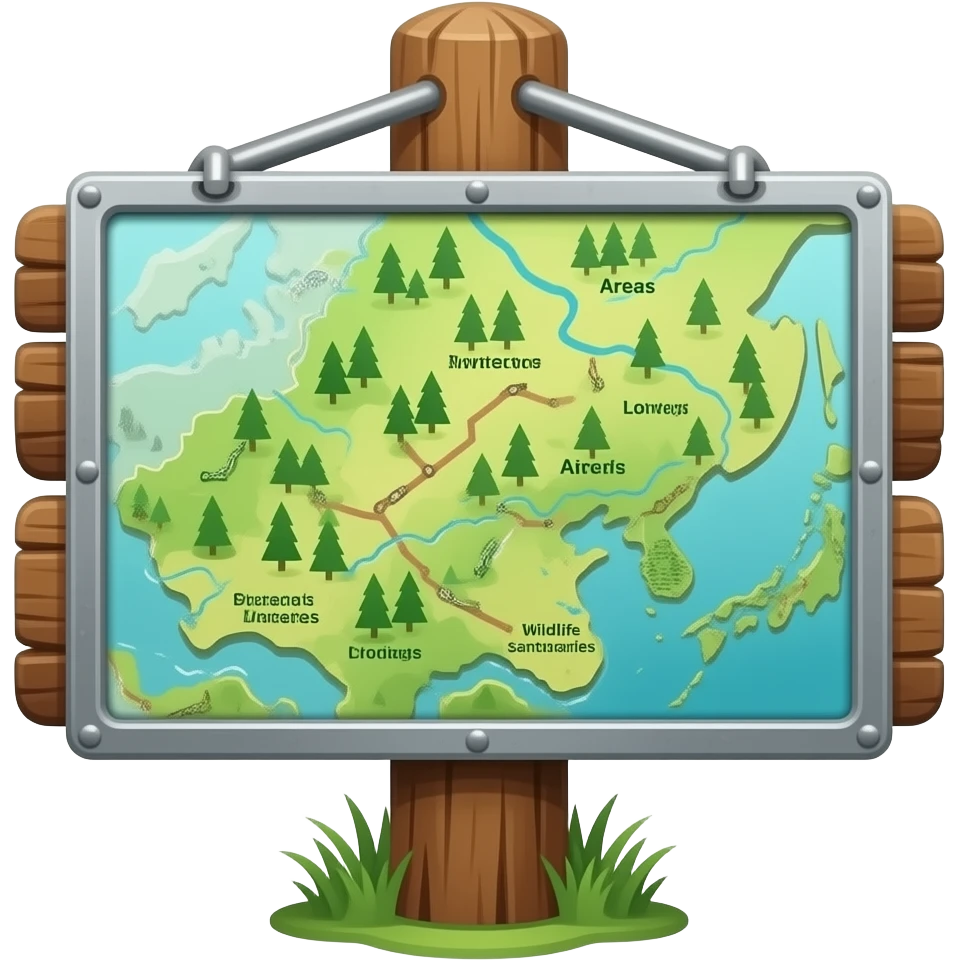 generate a signpost showing a map of protected areas emoji