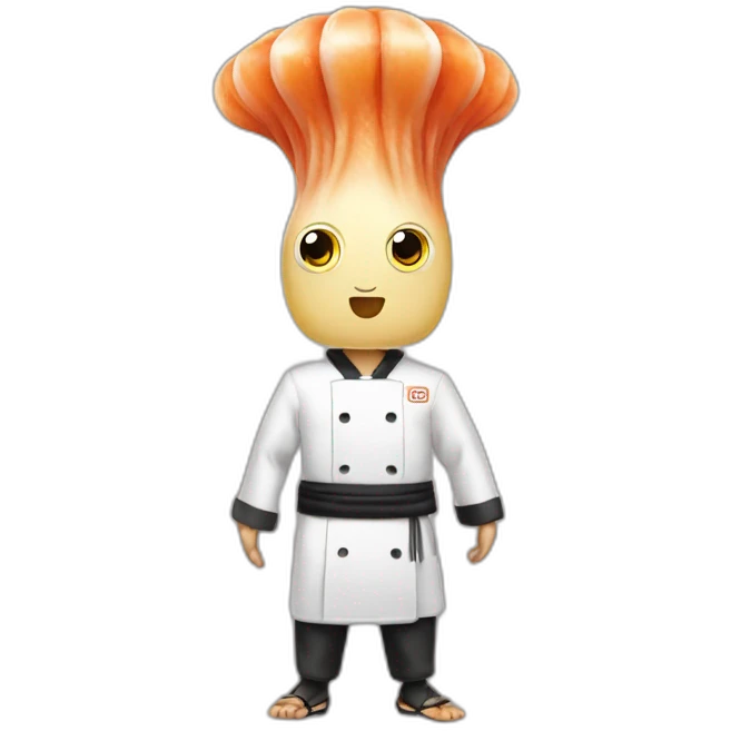 Squid wearing sushi chef outfit emoji