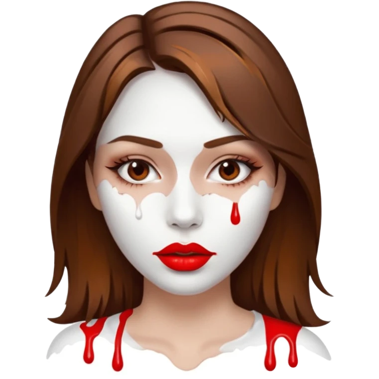 Brown Hair Woman , white paint , drip, face, hot  Sexy, lips emoji