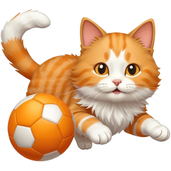 A cat chasing a ball that looks like the uploaded image emoji