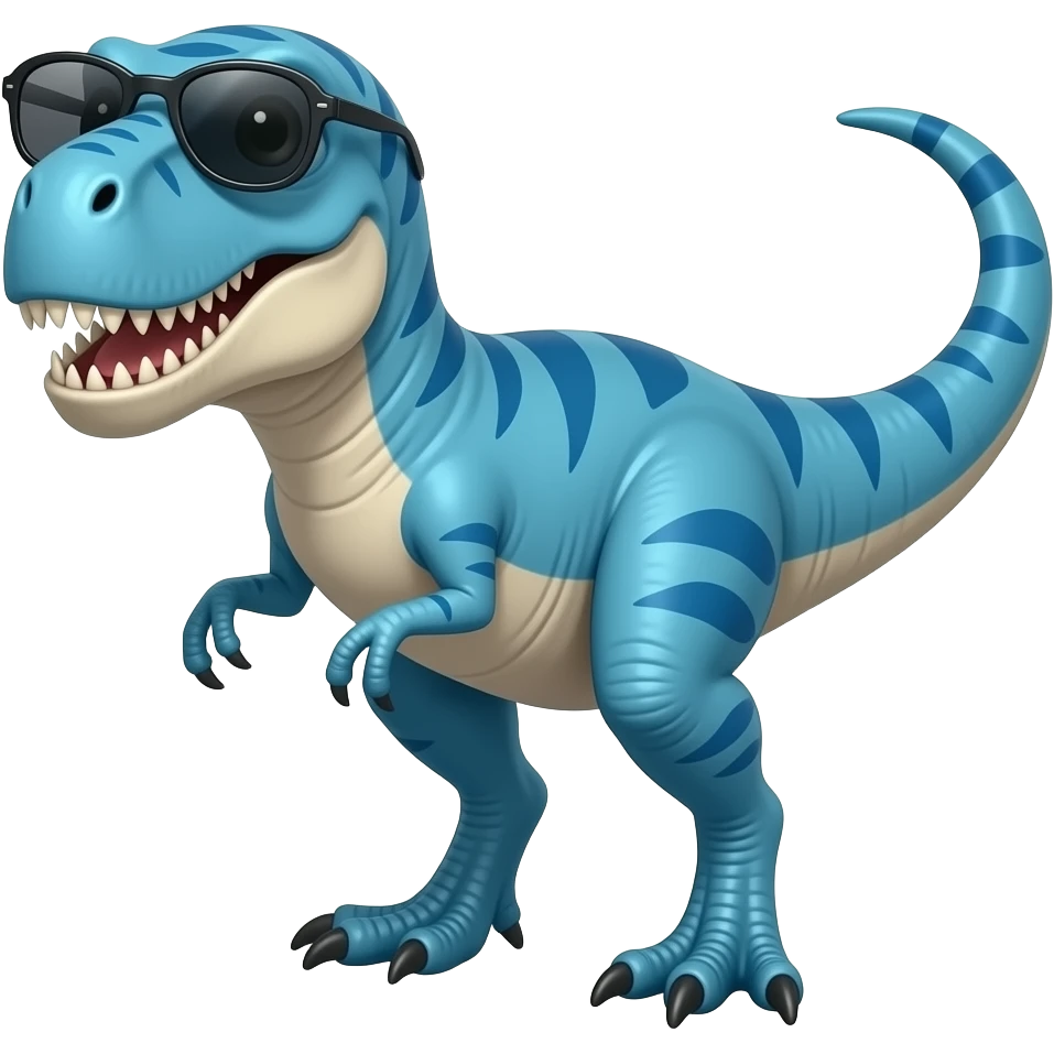 blue velociraptor with sunglasses emoji