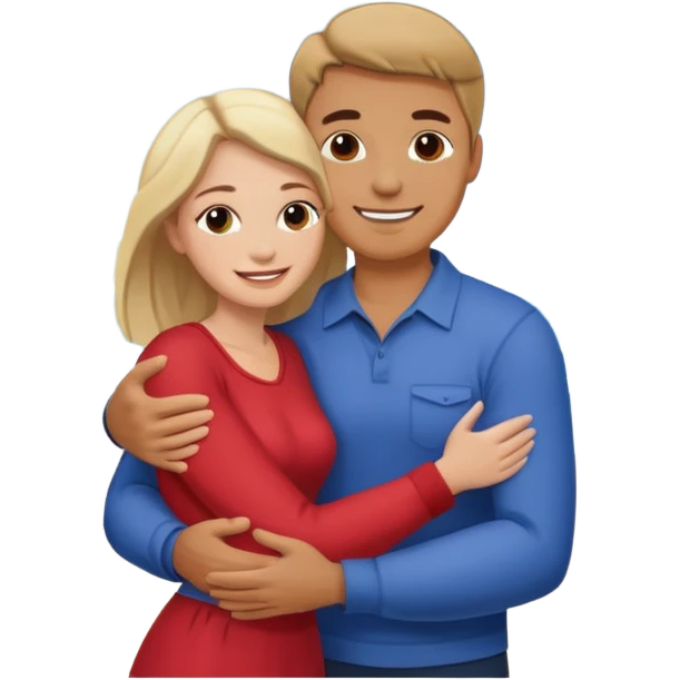 Metis Man and white woman hug love on beach emoji
