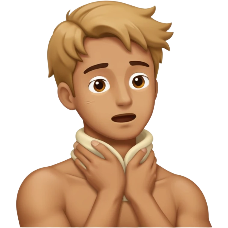 Guy holding neck crashing out emoji