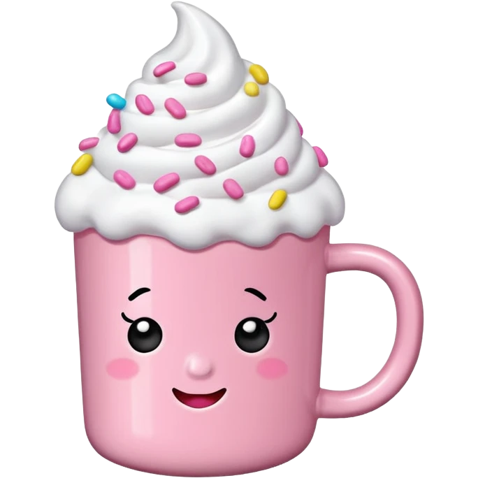 Marshmallow pink hot chocolate no face emoji