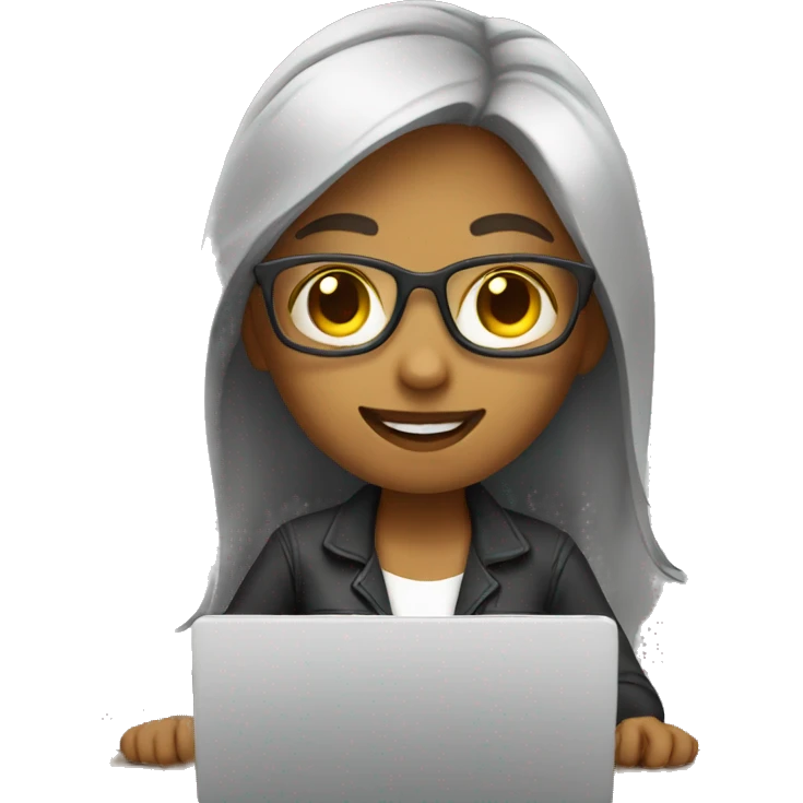 a girl working on laptop doing editing emoji