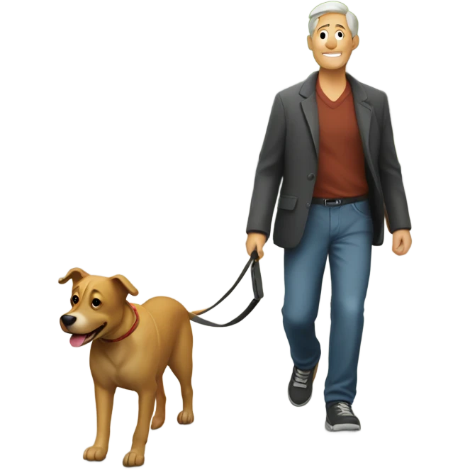 Dog walking a man emoji
