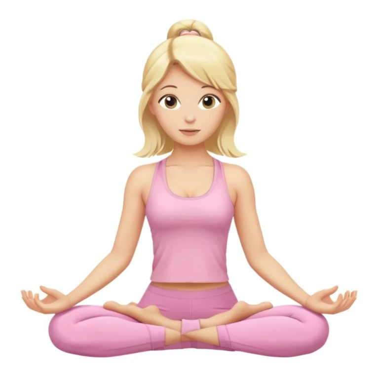 blonde yoga girl light pink clothes n emoji