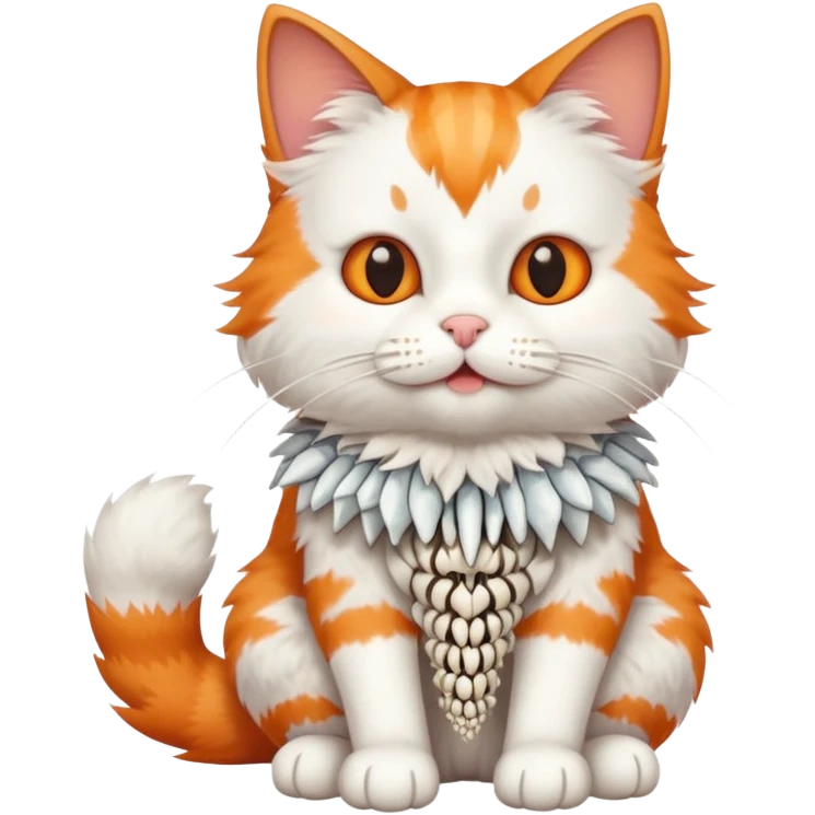 cat full body sitting with fish bones in mouth emoji