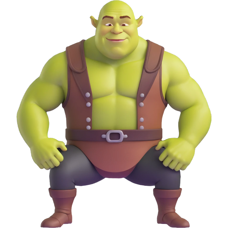 very muscular Shrek soothing Elon Musk emoji