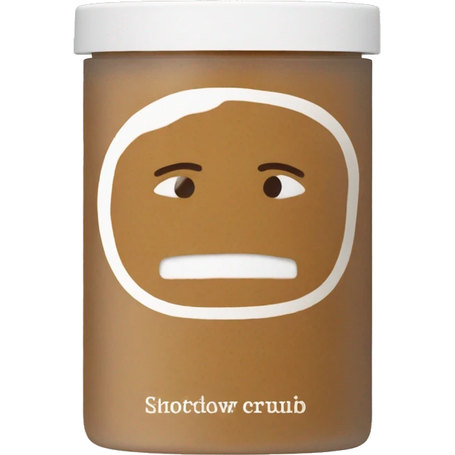 light brown body scrub pot with label emoji