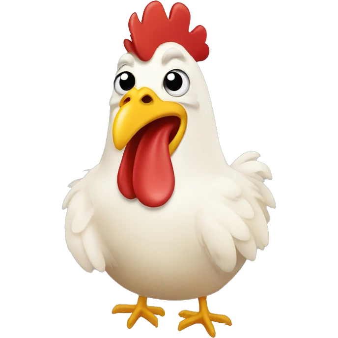 Chicken with an egg in its mouth emoji