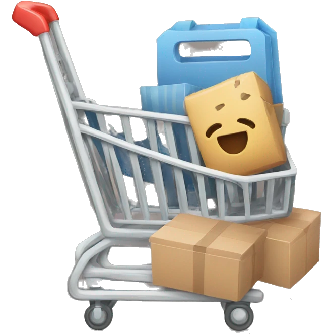 shopping cart with boxies emoji