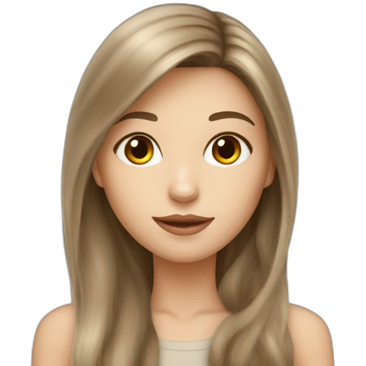 Girl-long-hair-brunette-and-a-cat-angora-beige emoji