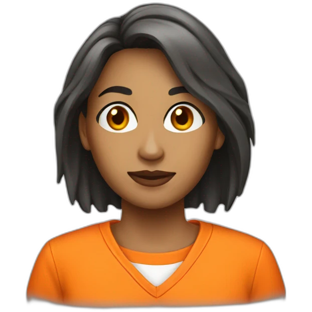 female prisoner in orange jumpsuit mugshot emoji