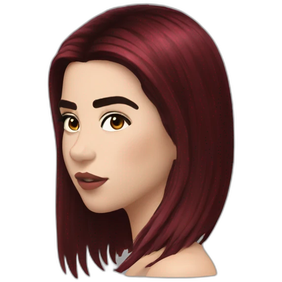 Dua Lipa with dark red hair emoji