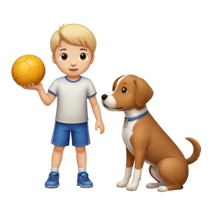 kid and dog playing with ball emoji
